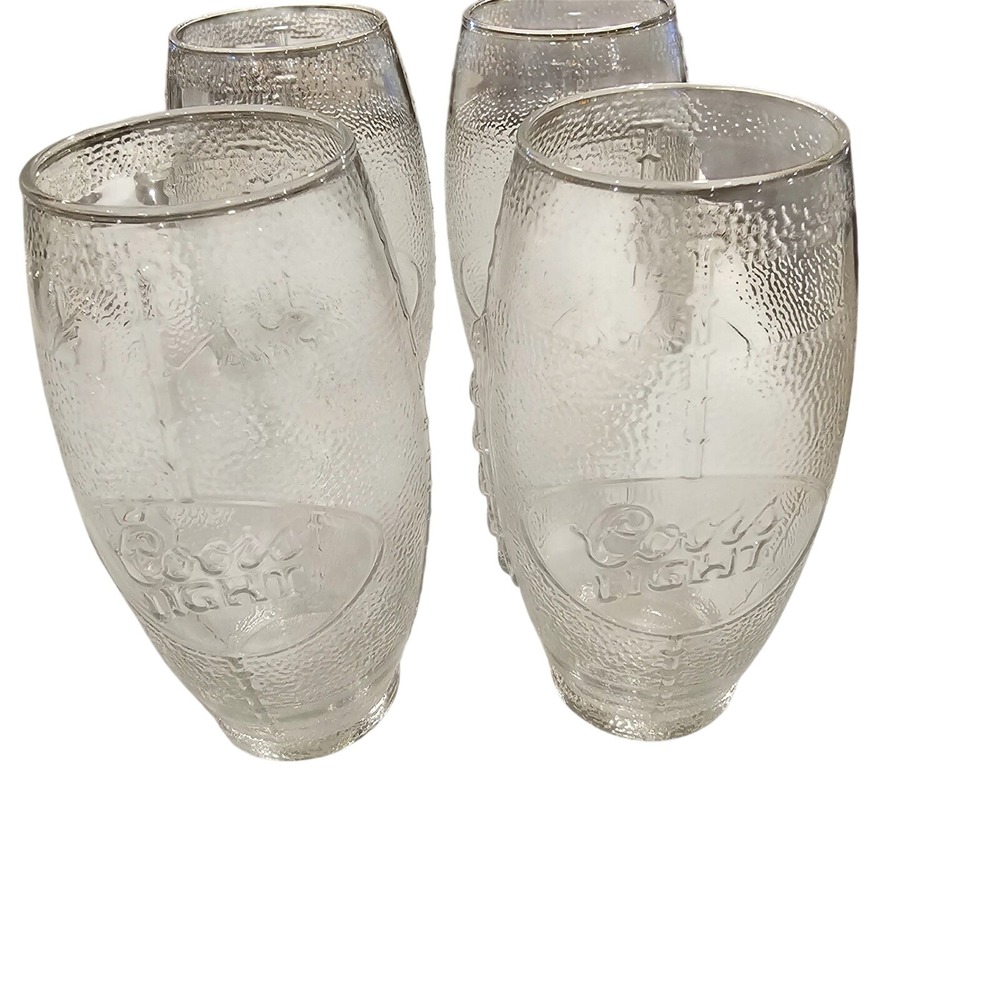 Coors Light Football Pint Glasses Set of 4 Sports Barware Collectible B3